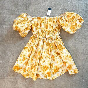 NWT Abercrombie Yellow Floral Puff Sleeve Mini Sundress